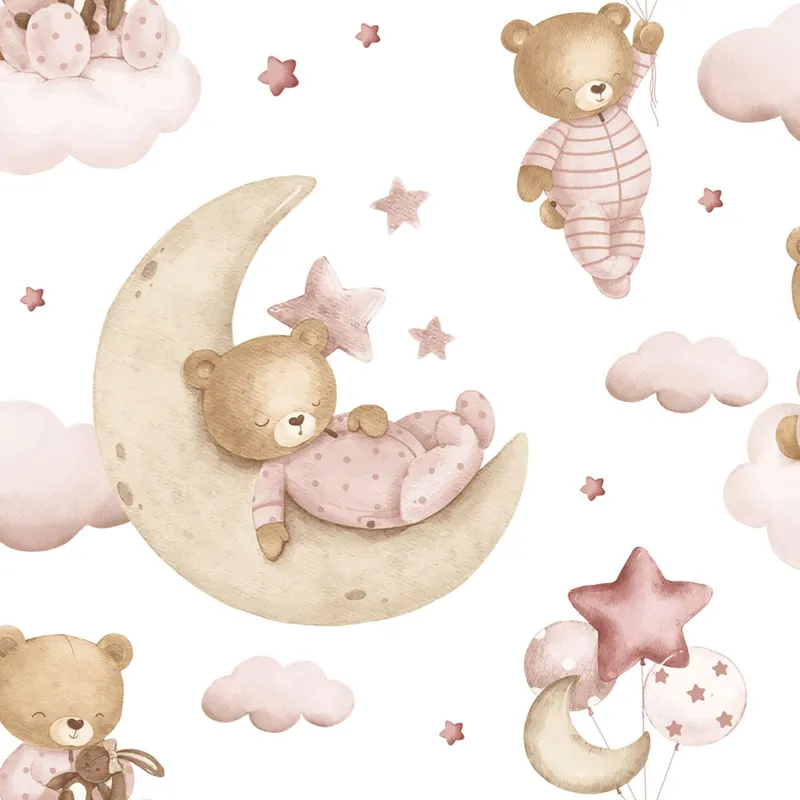 Kindertapete, rosa, braun, Teddybären, Sterne und Ballons, 4402, Momi, Parato by Cristiana Masi Top-Angebot