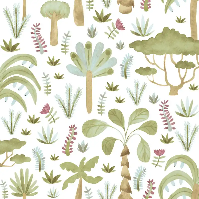 Neue Kollektion Kindertapete, grün, blau, tropische Pflanzen, 4420, Momi, Parato by Cristiana Masi