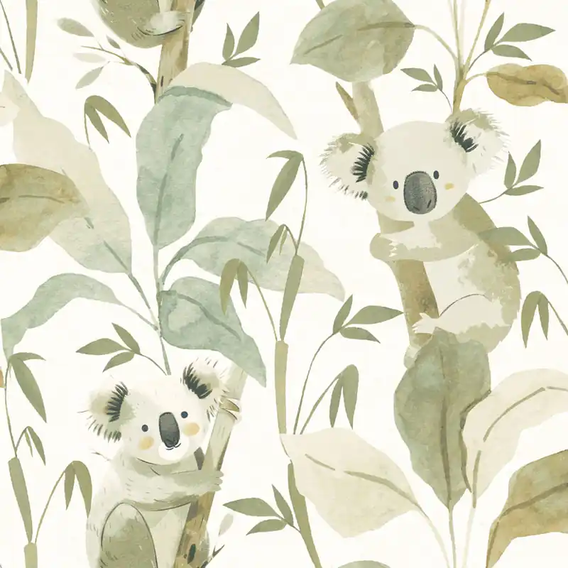 Kindertapete, grün, gold, Koalas und Pflanzen, 4439, Momi, Parato by Cristiana Masi Geprüft