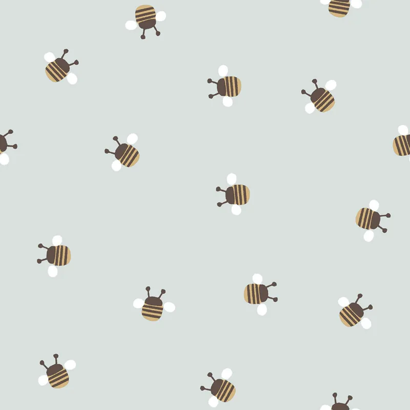 Nur Für Kurze Zeit Kindertapete, blau, braun, Bienen, 4449, Momi, Parato by Cristiana Masi