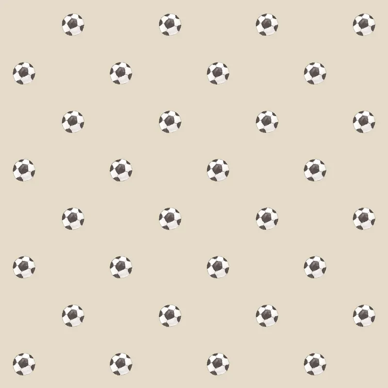 Garantierte Lieferung Kindertapete, beige, schwarz, Fußbälle, 4455, Momi, Parato by Cristiana Masi