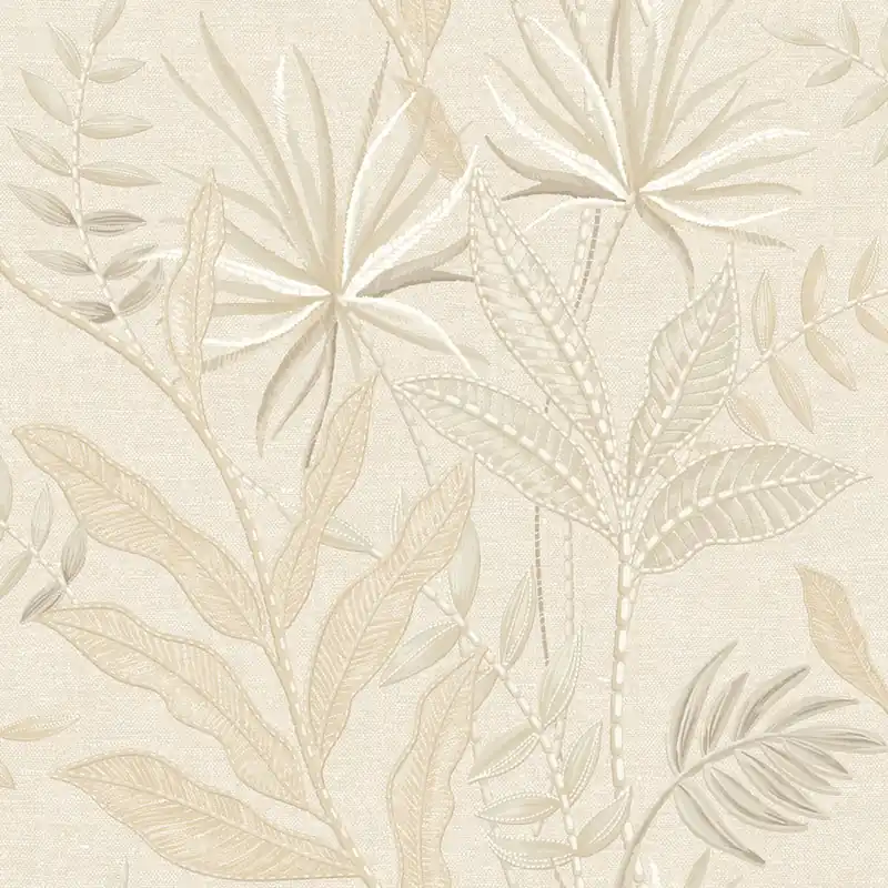 Tapete, Beige, Stoffoptik, Blätter, TN29080, Terra Nova, Decoprint Solange Der Vorrat Reicht