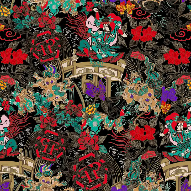 Günstig Fototapete, schwarz, rot, Figuren, Blumen, Z81079, 2x3 m, Philipp Plein 2, Zambaiti Parati