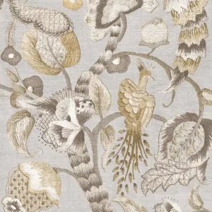 Sale Tapete, grau, beige, blühende Zweige, Vögel, 5801, Jaipur, Parato by Cristiana Masi