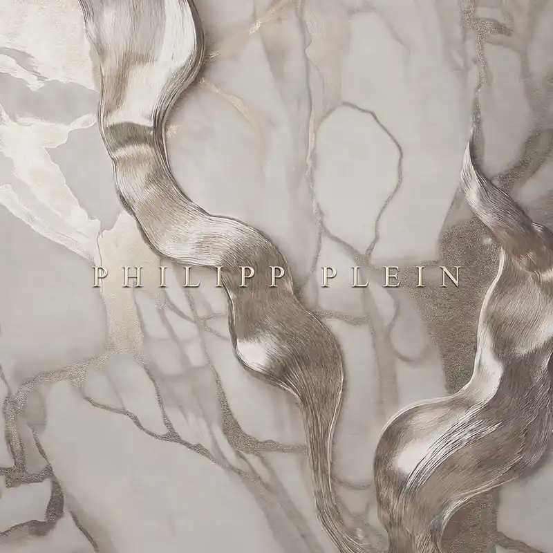 Rabatt Fototapete, grau, silber, Marmor, Schriftzug, Z81071, 3x3 m, Philipp Plein 2, Zambaiti Parati