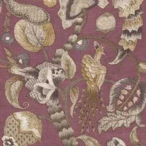 Wochenendangebot Tapete, grün, lila, blühende Zweige, Vögel, 5808, Jaipur, Parato by Cristiana Masi