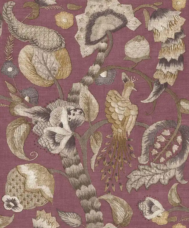 Wochenendangebot Tapete, grün, lila, blühende Zweige, Vögel, 5808, Jaipur, Parato by Cristiana Masi