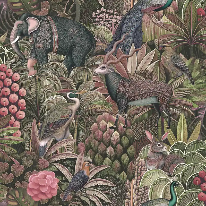 Tapete, rosa, Dschungel, Tiere, 142314, Jaipur, Graham Brown Premium Bestpreis