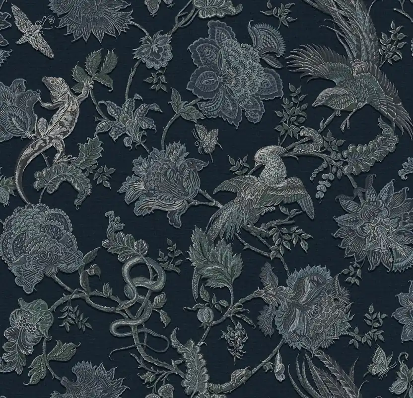 Super-Preis Tapete, blau, Blumen, Tiere, 143236, Jaipur, Graham Brown Premium