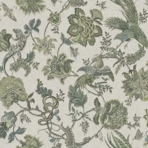Nur Heute Tapete, beige-grün, Blumen, Tiere, 143239, Jaipur, Graham Brown Premium