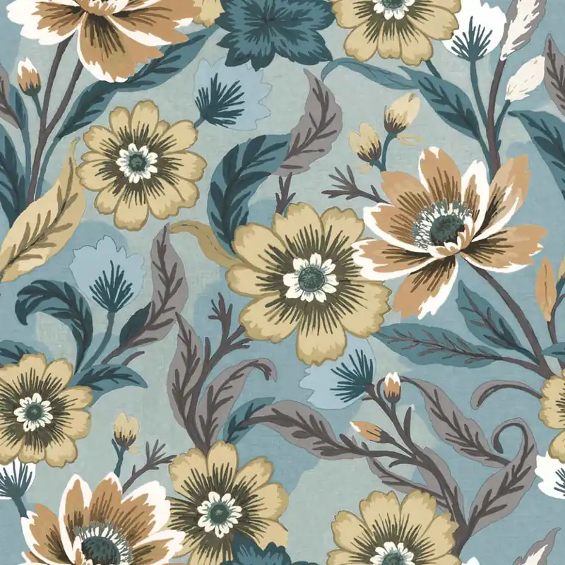 Tapete, blau, Blumen, 2014, Rio, Parato by Cristiana Masi Geprüft