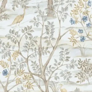 Tapete, blau, Bäume, Vögel, 8316, Blooming Garden 2, Parato by Cristiana Masi Preis Gesenkt