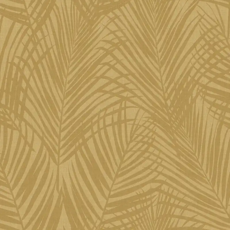 Tapete, ockergelb, Palmblätter, 347807, 3D Reflections, Origin Aktuell