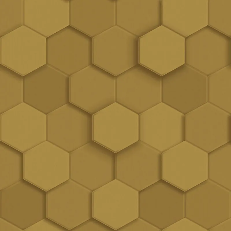 Tapete, goldfarben, Hexagone, 347971, 3D Reflections, Origin Echt