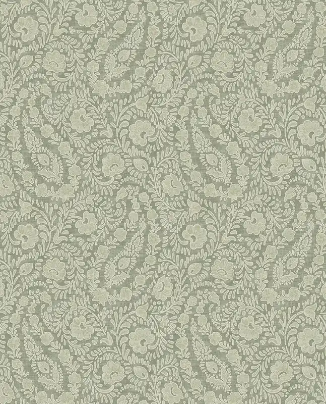 Tapete, grau-grün, Blumen, Ornamente, 350655, Amber, Eijffinger Solange Der Vorrat Reicht