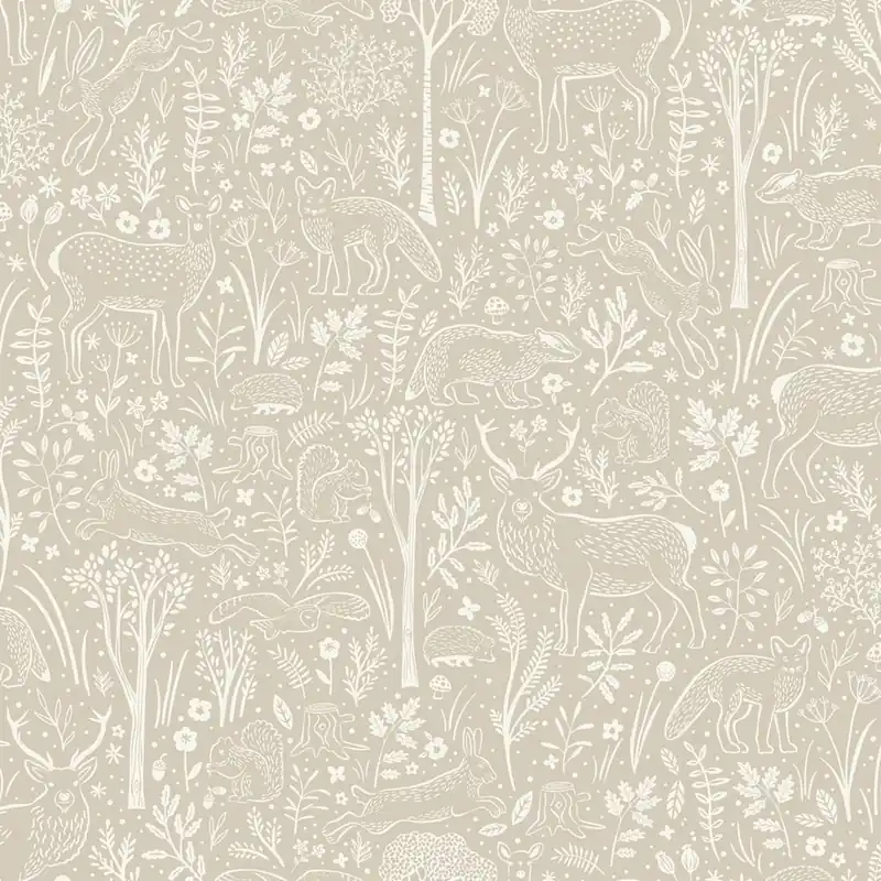 Tapete, grau-beige, Waldtiere, LD3403, Little Dreamers, Grandeco Online Kaufen