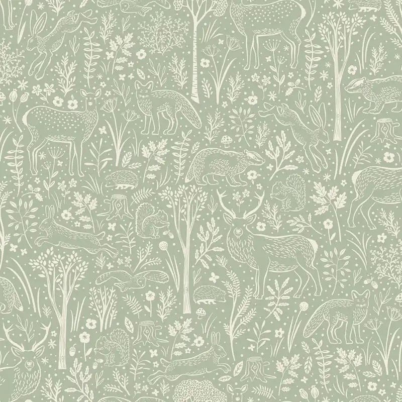 Tapete, grün, Waldtiere, LD3413, Little Dreamers, Grandeco Neue Kollektion