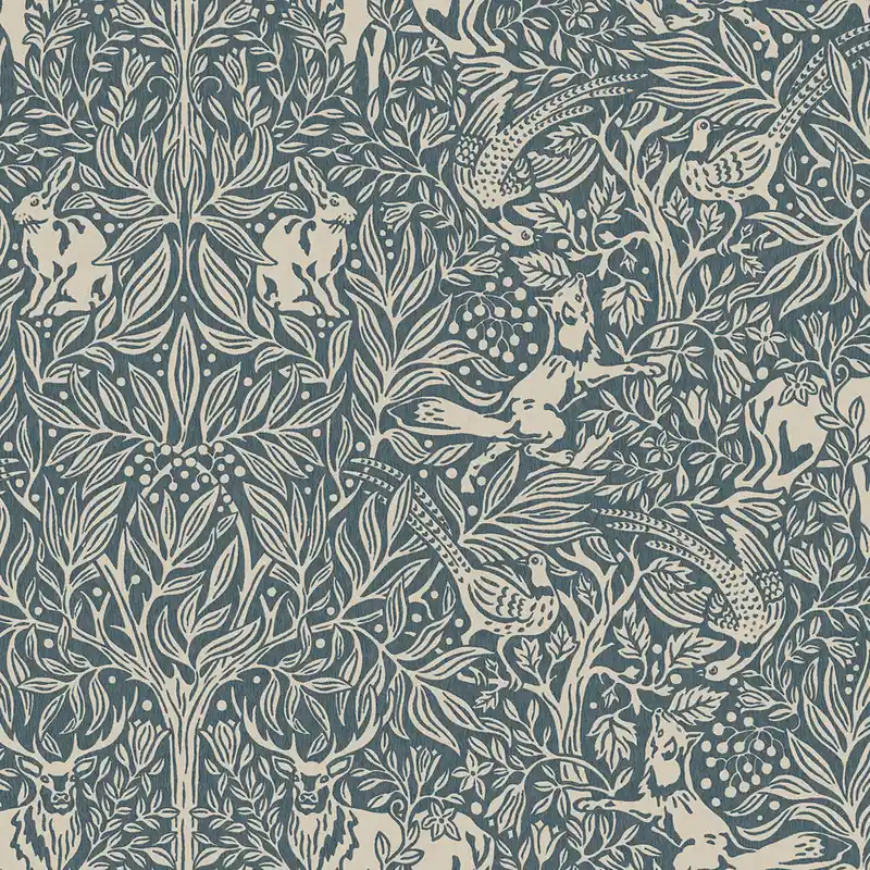 Saisonangebot Blaue Tapete, Bäume, Blätter, Tiere, 2047, Icons, Borastapeter