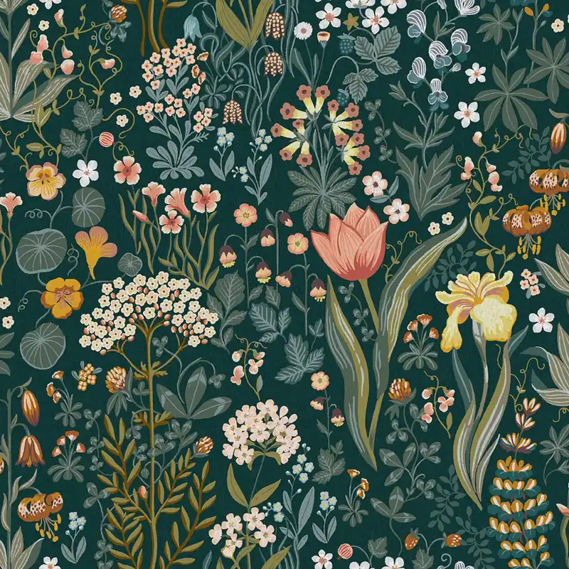 Blaue Tapete, Blumen, 2055, Icons, Borastapeter Top-Preis