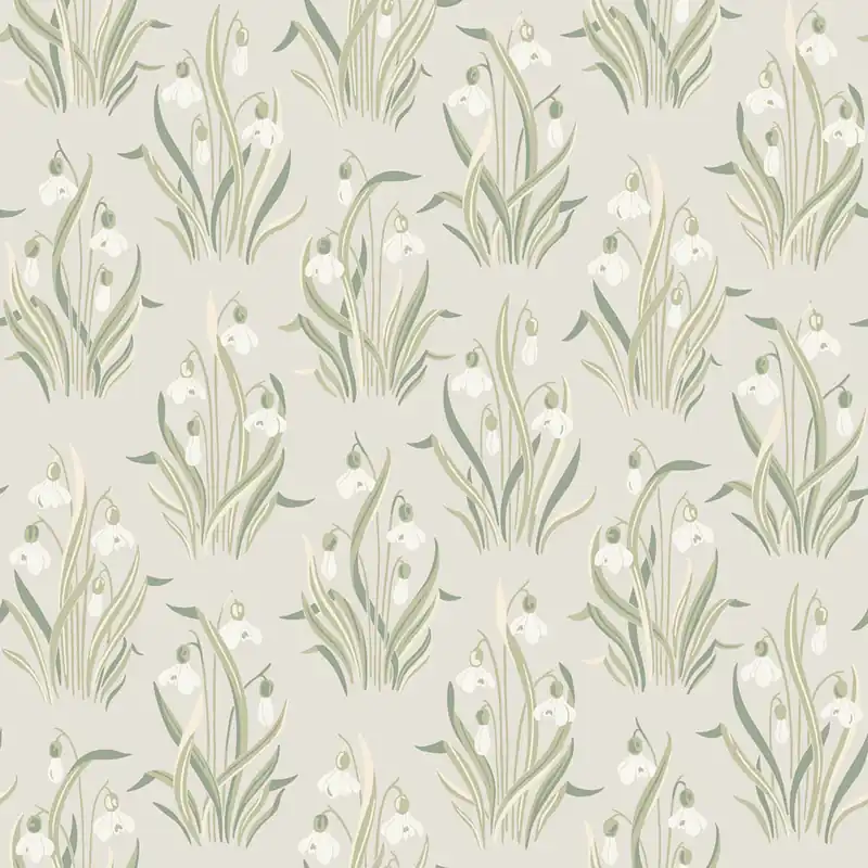 Tapete, beige, Blumen, Schneeglöckchen, 4835, New Heritage, Boråstapeter Online Kaufen