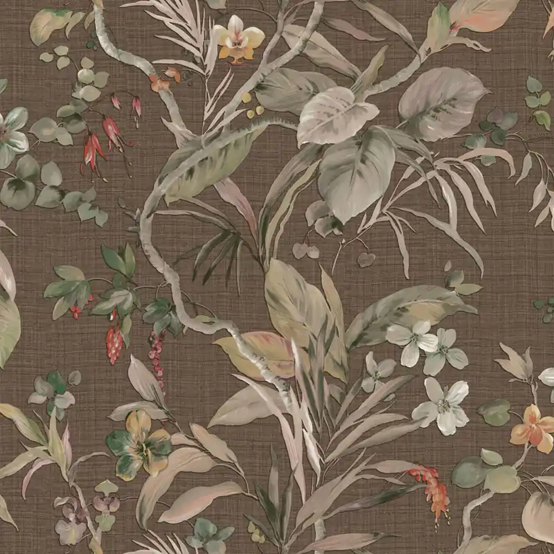 Ausverkauf Luxustapete, braun, Blumen, Blätter, Z30332, Casa 8, Trussardi