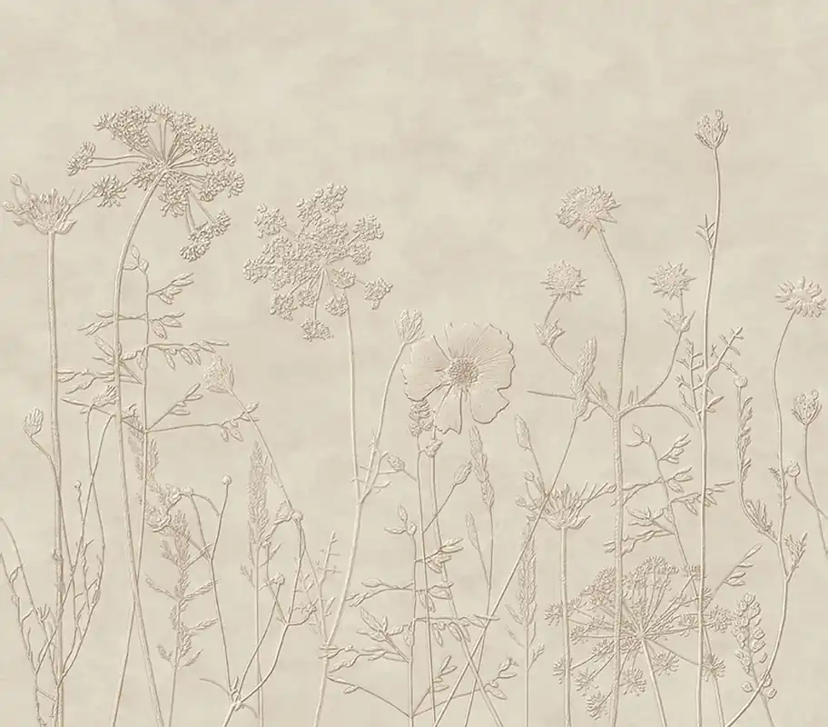 Fototapete, beige, Pflanzen, Blumen, Gräser, 350701, Riviera Maison, Eijffinger Neu Im Sortiment