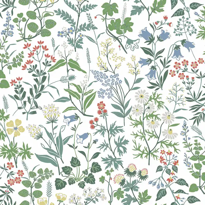 Neu Weiße Tapete, Wiesenblumen, 4180, Alla Tiders Hus, Icons, Borastapeter