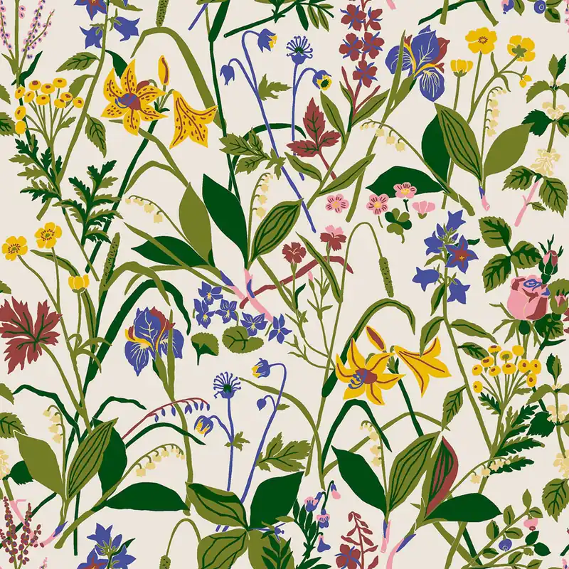Weiße Tapete, Blumen, 1962, Icons, Borastapeter Schnäppchen