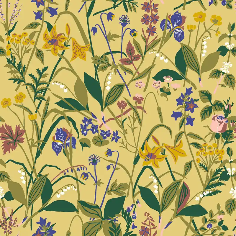 Saisonangebot Gelbe Tapete, Blumen, 1963, Icons, Borastapeter