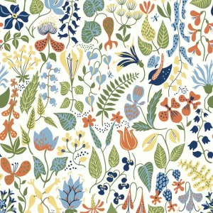 Neue Kollektion Weiße Tapete, Blumen, Blätter, 1978, Icons, Borastapeter