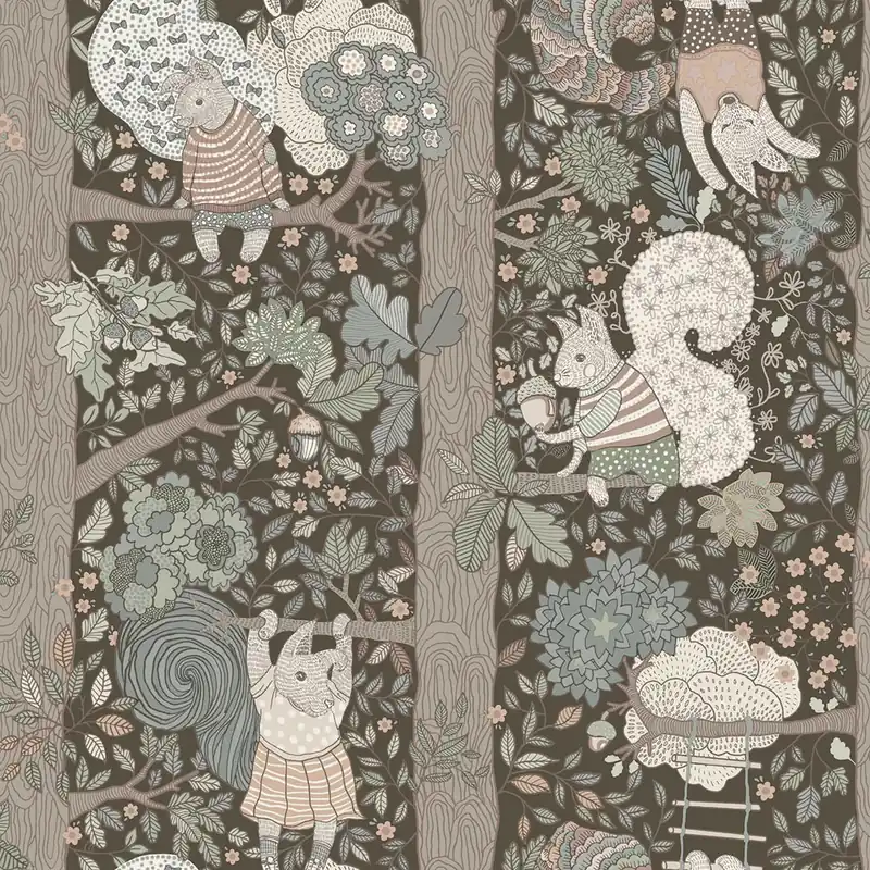 Sonderangebot Kinderzimmer Tapete, braun-grün, Tiere, 6290, Icons, Borastapeter