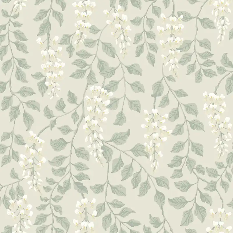 Neue Kollektion Tapete, grau-beige, Glyzinienblüten, 5708, Orangeri, Boråstapeter