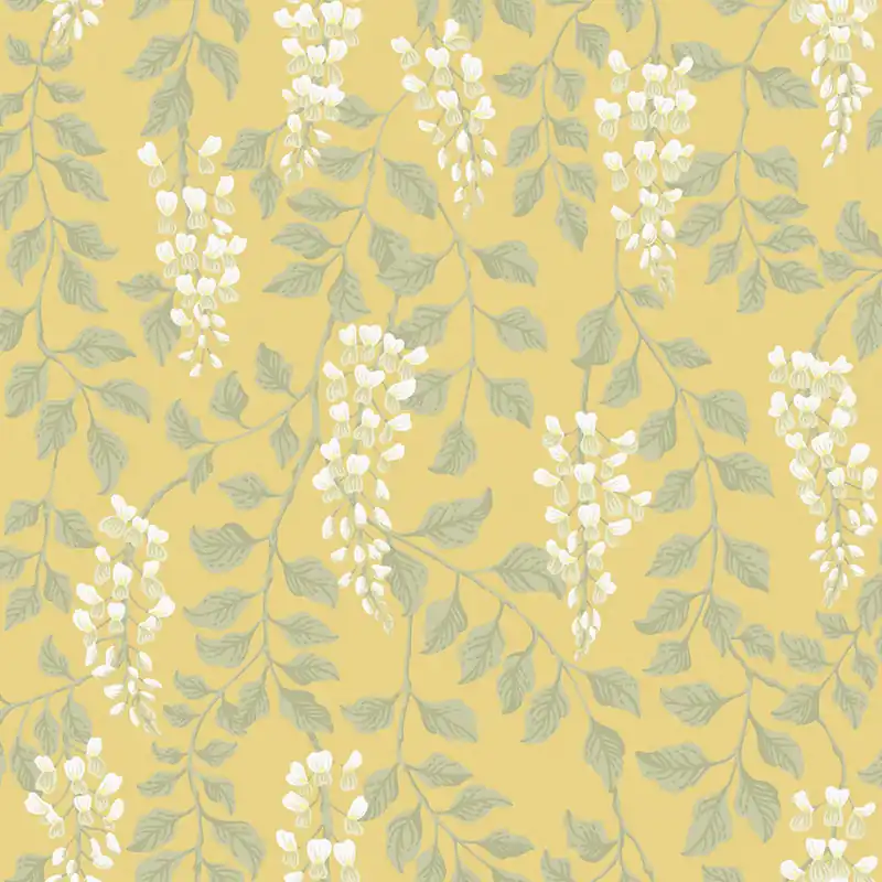 Schneller Versand Tapete, gelb, Glyzinienblüten, 5709, Orangeri, Boråstapeter