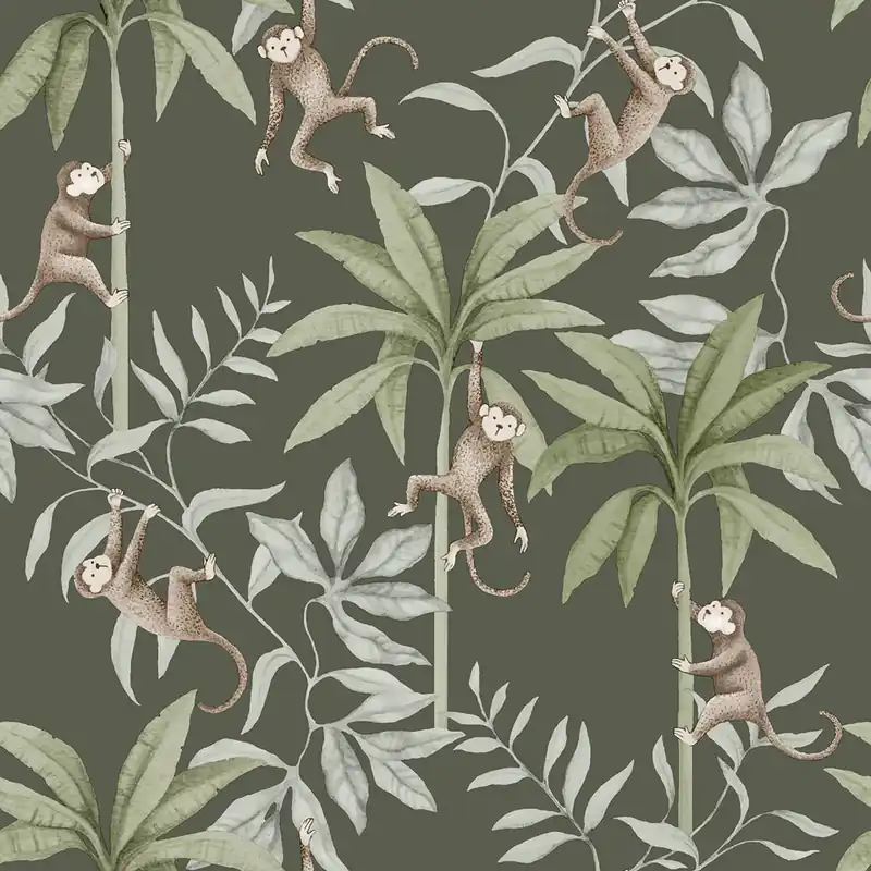 Tapete, braun-blau, Dschungel, Affen, 6935, Newbie Wallpaper, Boråstapeter Günstig