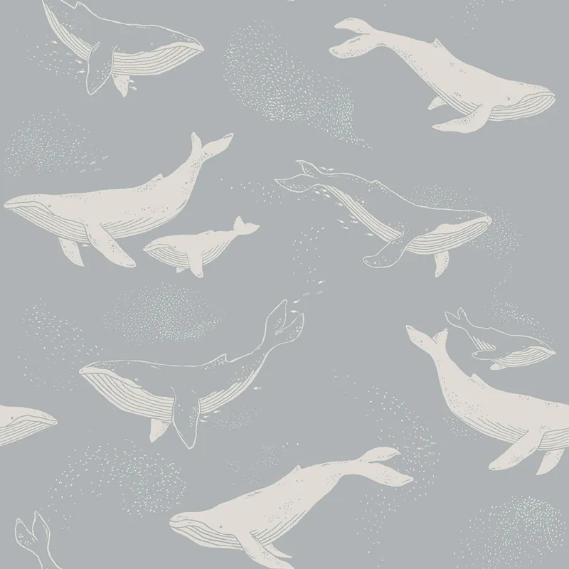 Neu Im Sortiment Tapete, grau-blau, Wale, 6942, Newbie Wallpaper, Boråstapeter
