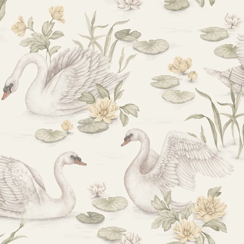 Markenware Tapete, creme, Schwäne, 6926, Newbie Wallpaper, Boråstapeter