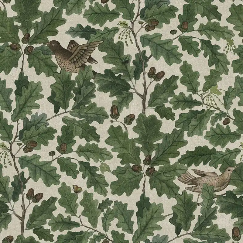 Preisknaller Grün-beige Tapete, Zweige, Blätter, Tiere, 2049, Icons, Borastapeter