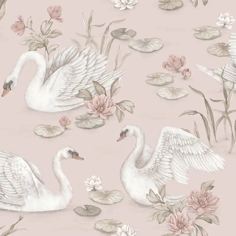 Tapete, rosa, Schwäne, 6927, Newbie Wallpaper, Boråstapeter Versand Am Gleichen Tag