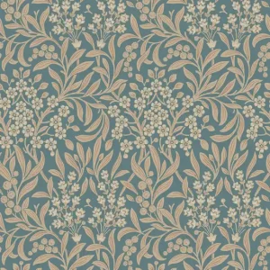 Tapete, blau, Blumen, Blätter, 4187, Alla Tiders Hus, Borastapeter Sofort Bestellen