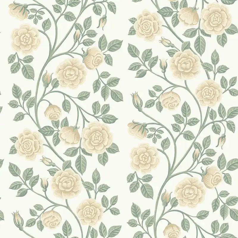 Tapete, grün-beige, Blumen, Rosen, 6957, Osterlen, Borastapeter Meistverkauft