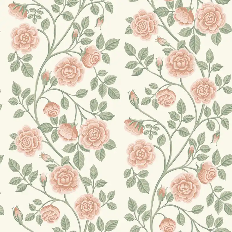 Must-Have Tapete, grün-rosa, Blumen, Rosen, 6958, Osterlen, Borastapeter