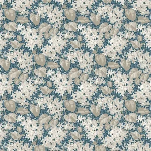Tapete, blau, Blumen, Blätter, 4162, Alla Tiders Hus, Borastapeter Knallerangebot