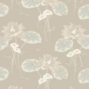 Ausverkauf Tapete, grau, Blumen, Seerosen, 4169, Alla Tiders Hus, Borastapeter