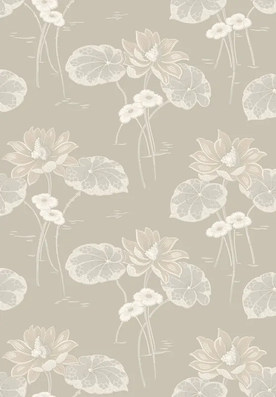 Ausverkauf Tapete, grau, Blumen, Seerosen, 4169, Alla Tiders Hus, Borastapeter