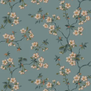 Tapete, blau, Zweige, Blumen, 4175, Alla Tiders Hus, Borastapeter Nur Für Kurze Zeit