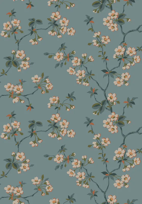 Tapete, blau, Zweige, Blumen, 4175, Alla Tiders Hus, Borastapeter Nur Für Kurze Zeit