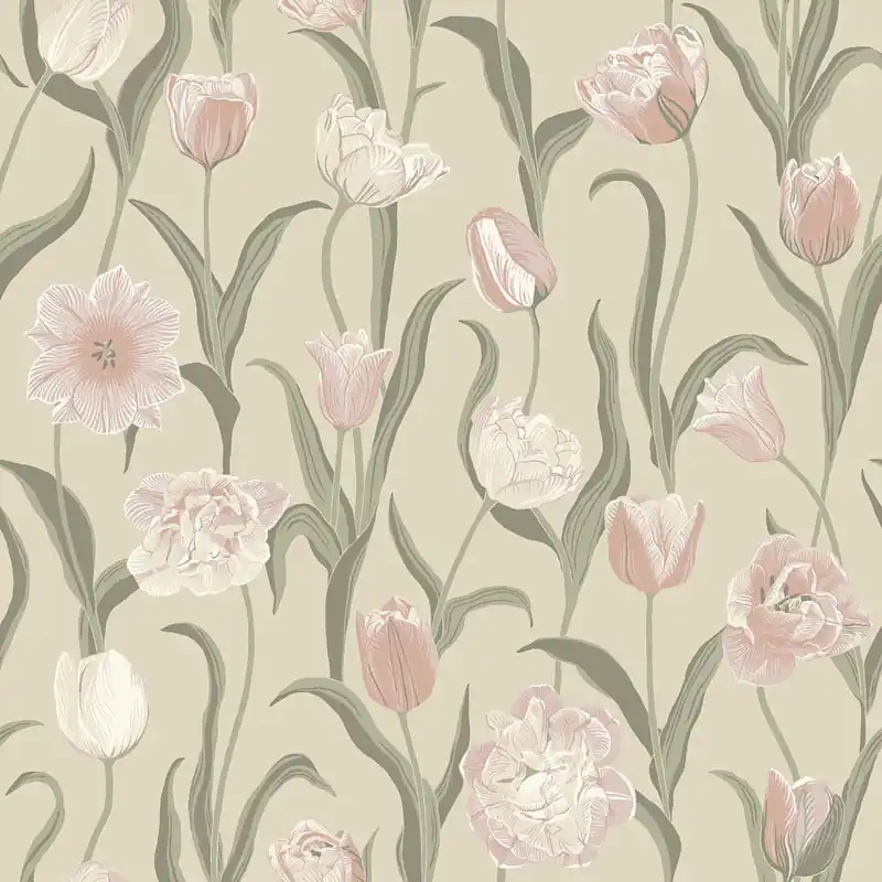 Beliebt Tapete, beige, Blumen, Tulpen, 6970, Osterlen, Borastapeter