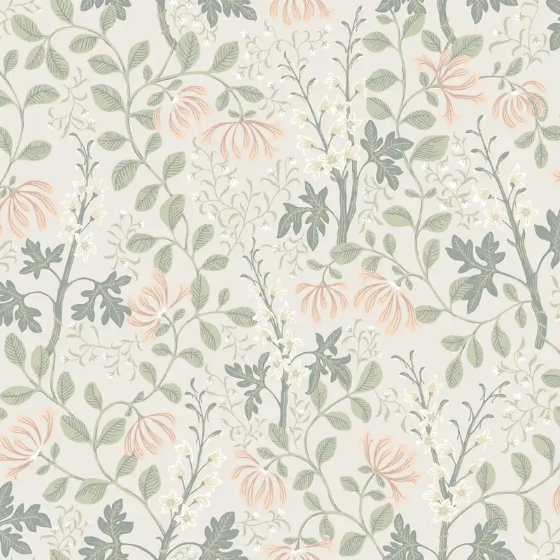 Schneller Versand Tapete, grau-beige, Blumen, Blätter, 6983, Osterlen, Borastapeter