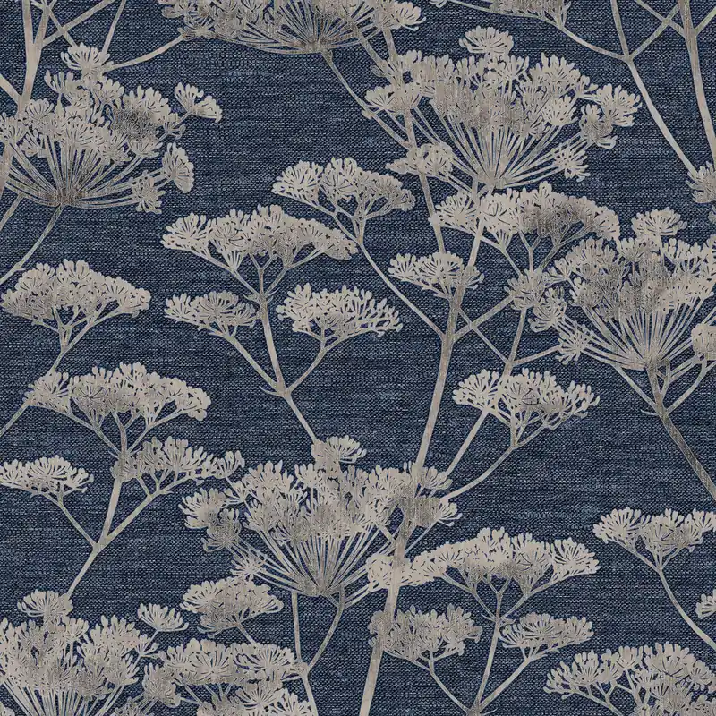 Tapete, blau-gold, Gräser, Blumen, 120865, Refine, Indulgence, Graham Brown Boutique Neu