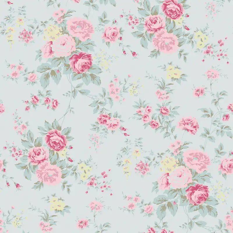 Beliebt Tapete, blau, Blumen, 125133, Shabby Chic by Rachel Ashwell